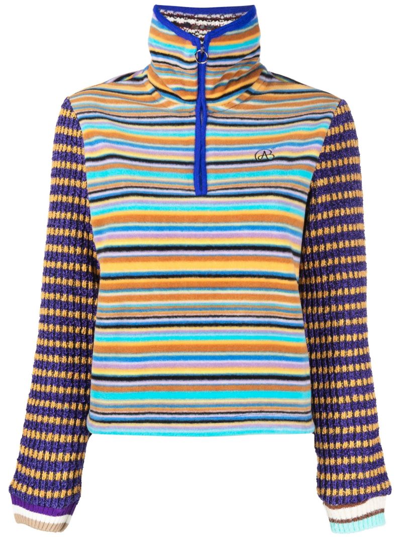 Blue Half-zip Striped Sweater