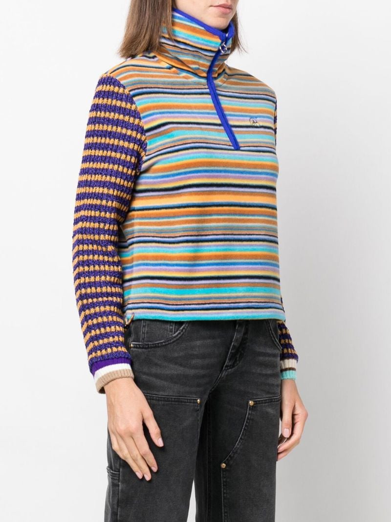 Blue Half-zip Striped Sweater