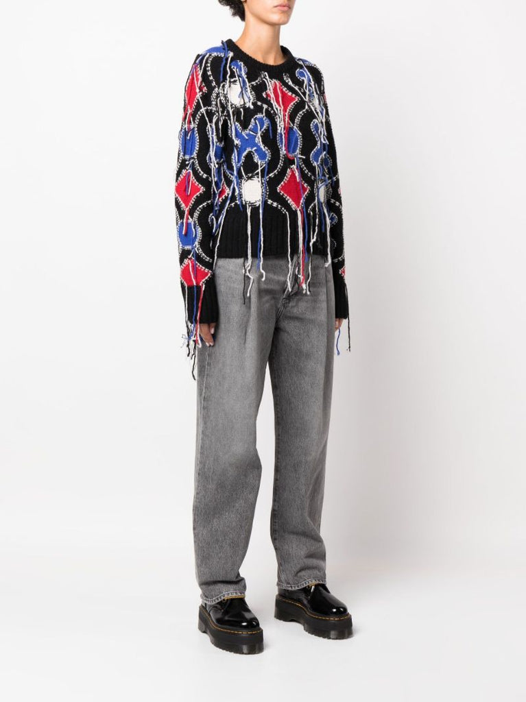 Black Guddle Tassel Wool Sweater