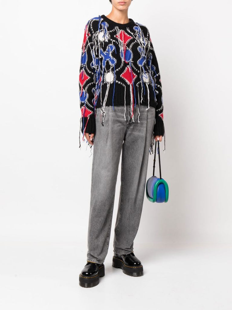 Black Guddle Tassel Wool Sweater