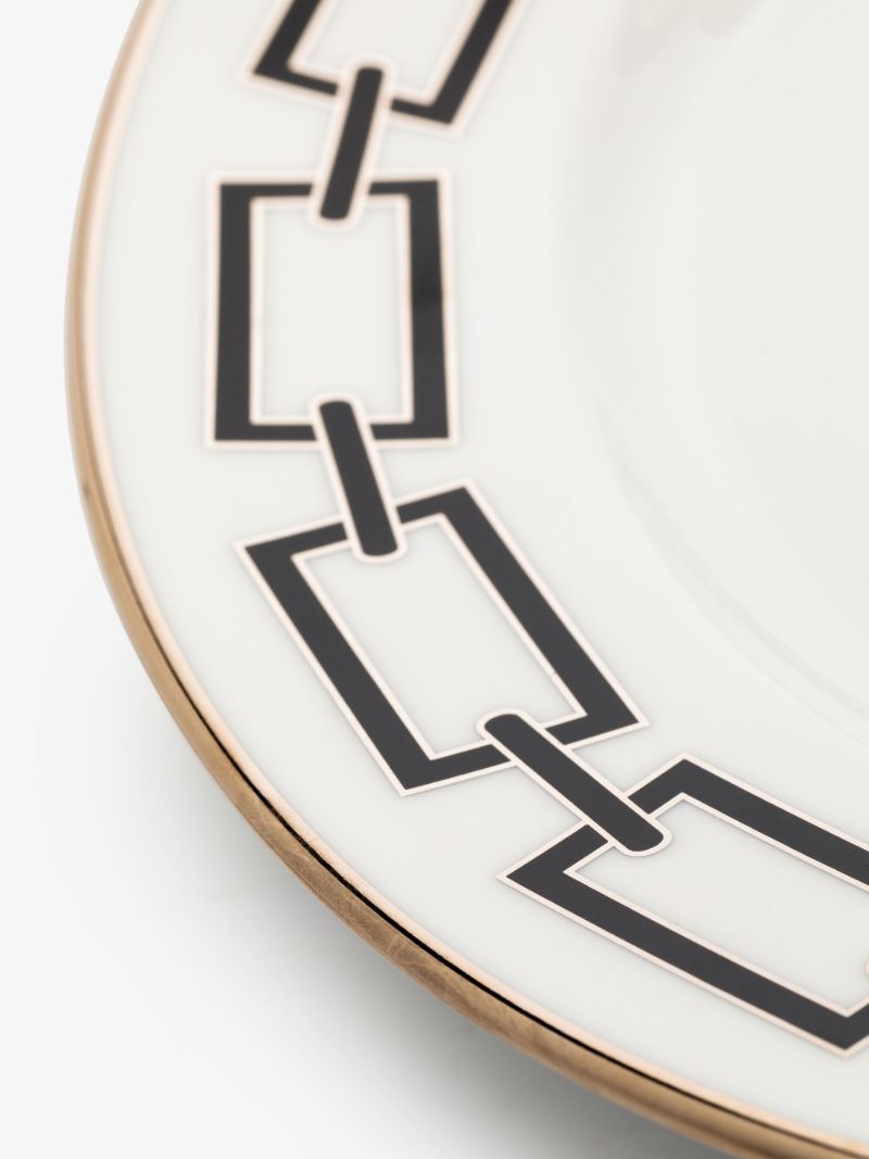 White Catene Nero Porcelain Dinner Plate