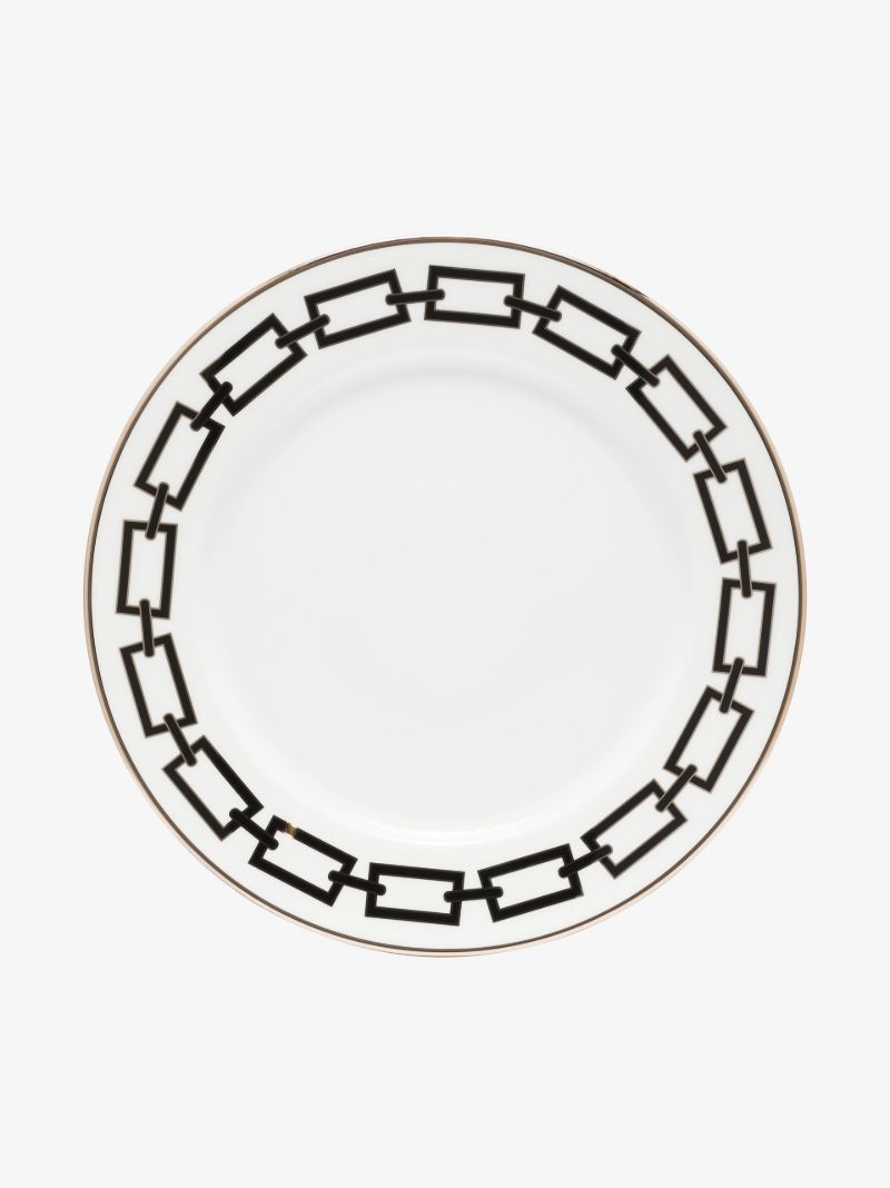 White Catene Nero Porcelain Dinner Plate