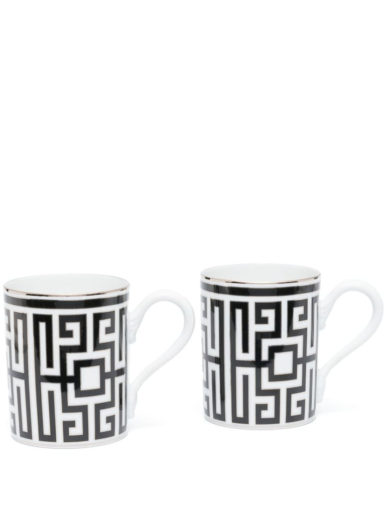 White Labirinto Nero Porcelain Mug Set