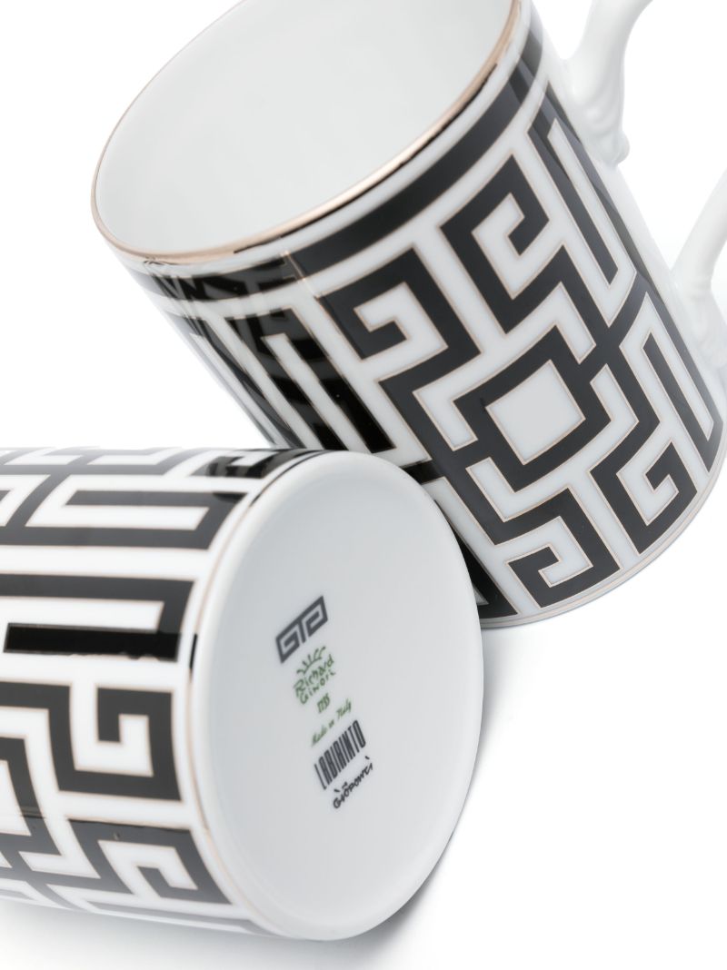 White Labirinto Nero Porcelain Mug Set