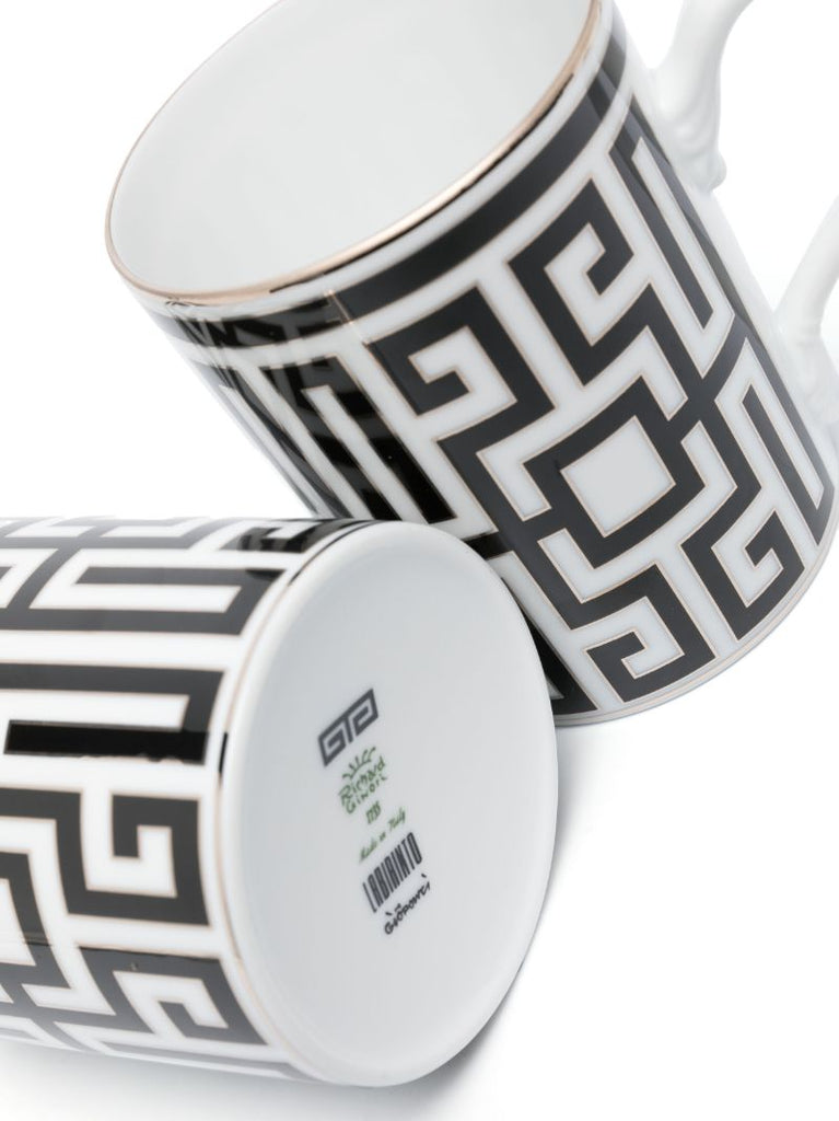 White Labirinto Nero Porcelain Mug Set