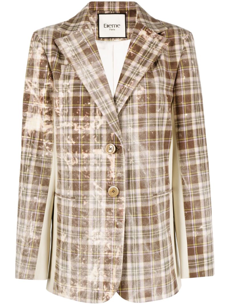 Neutral Checked Cotton Blazer
