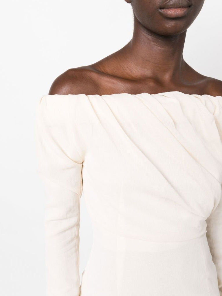 Neutral La Robe Biasi Draped Cotton Dress