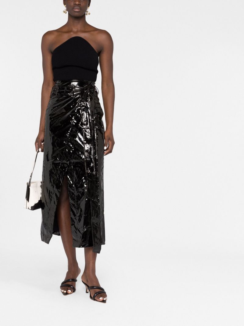 Black Faux Leather Midi Skirt
