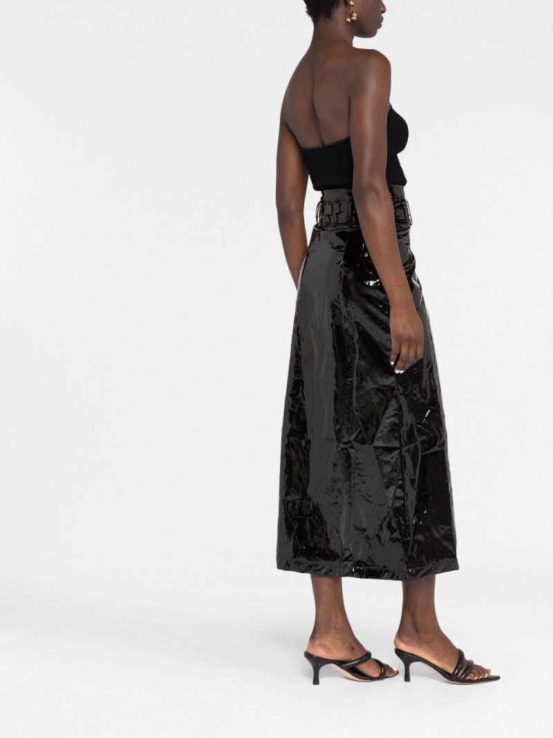Black Faux Leather Midi Skirt