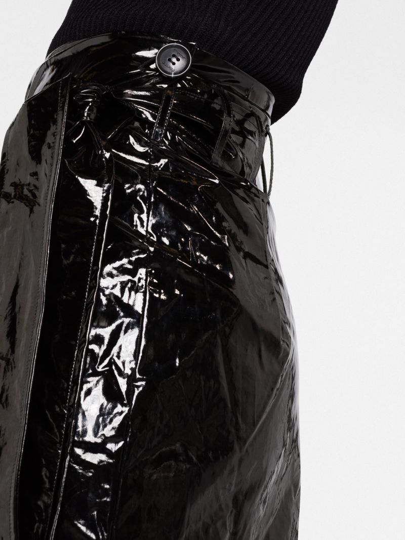 Black Faux Leather Midi Skirt