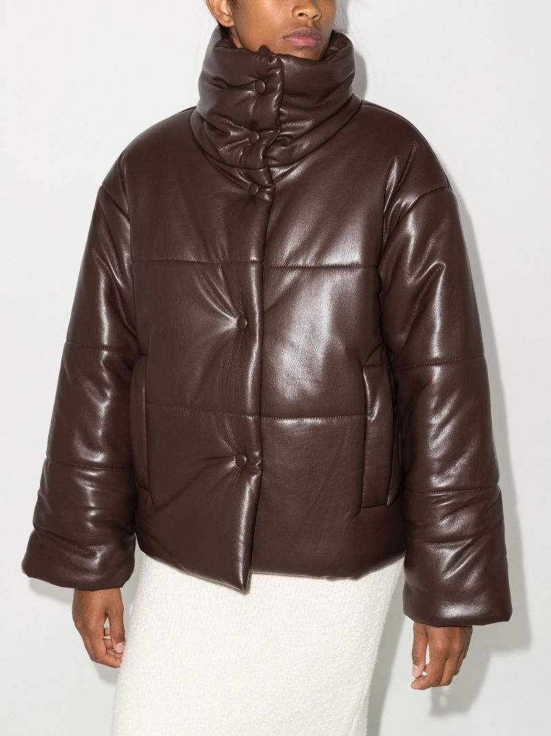 Brown Hide Quilted Vegan Leather Jacket