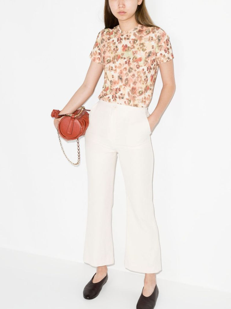 Neutral Beata Cropped Flared Trousers