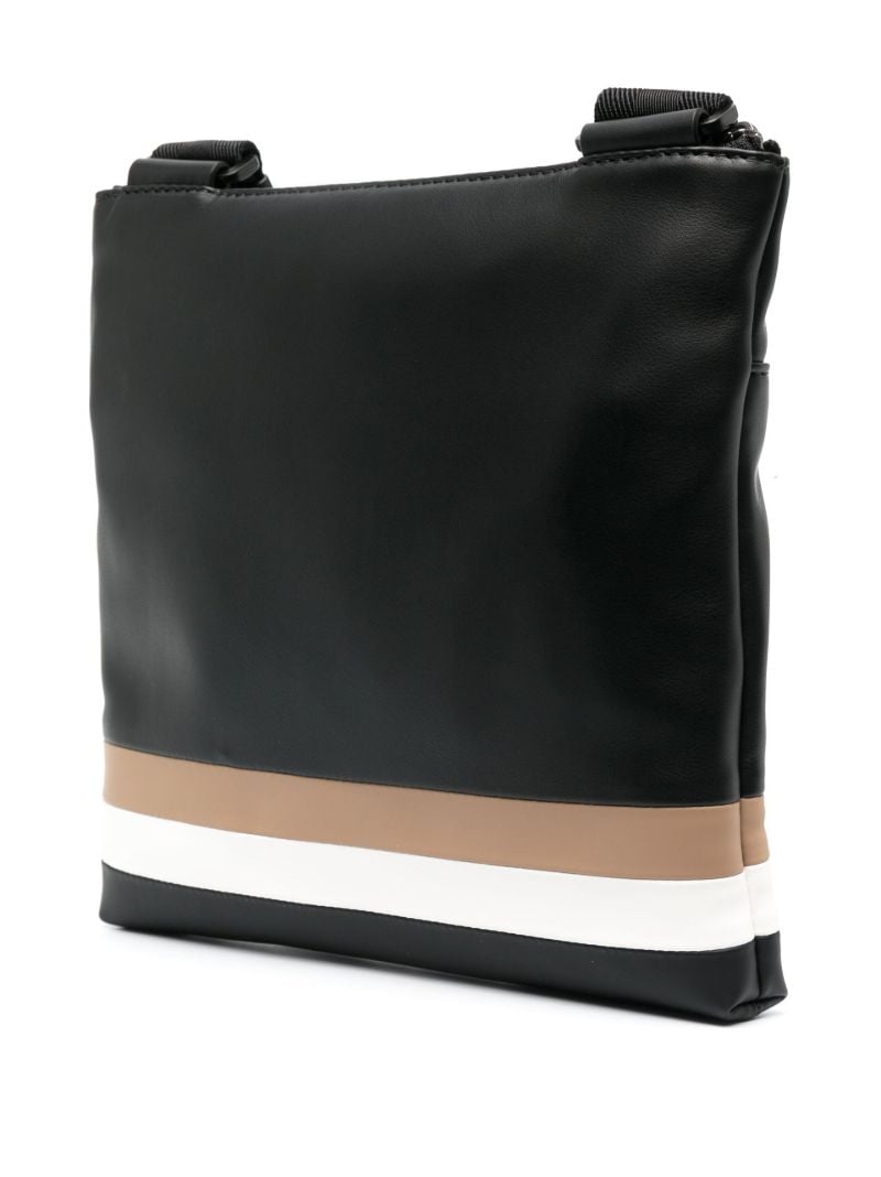 Black Striped Faux Leather Cross Body Bag