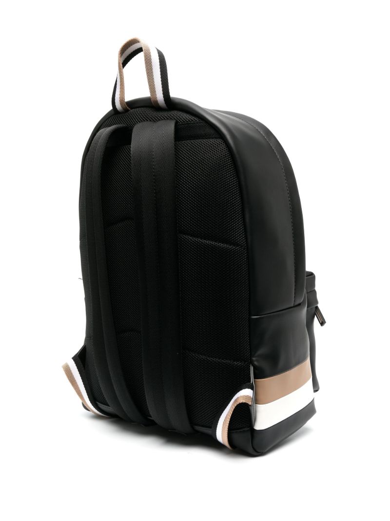 Black Striped Leather Backpack