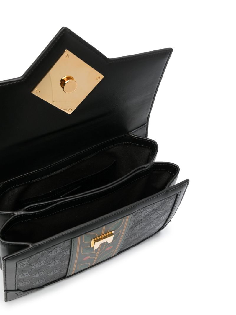 Black Jeanne Logo Leather Top Handle Bag