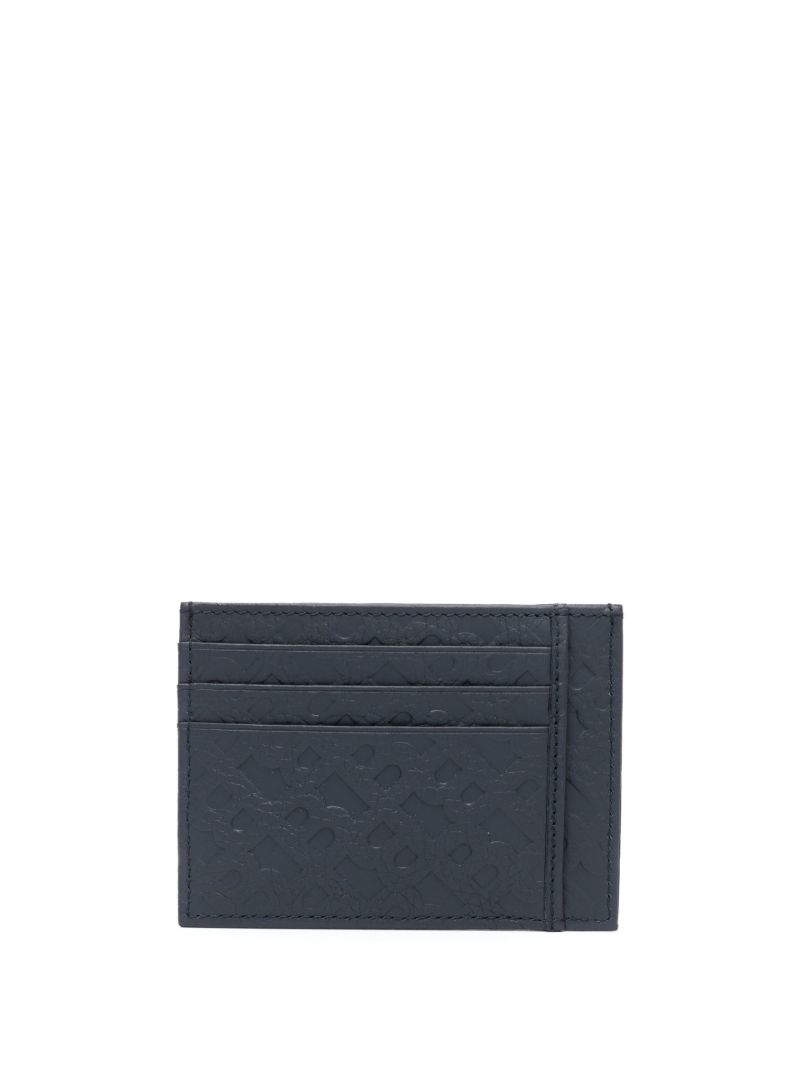 Blue Monogram Embossed Leather Card Holder