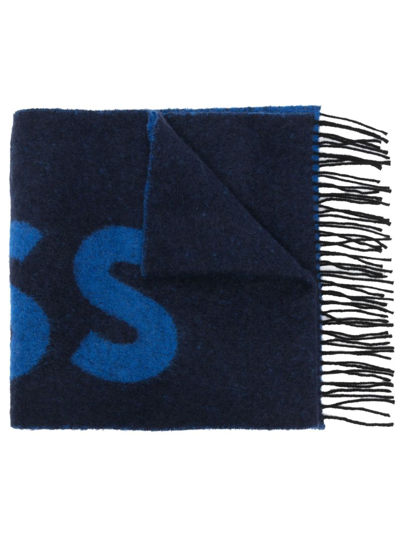 Blue Armin Jacquard Logo Scarf