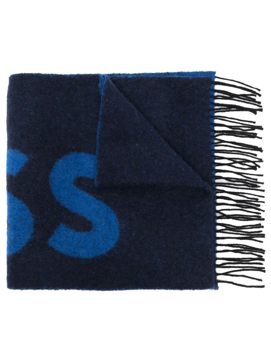 Blue Armin Jacquard Logo Scarf