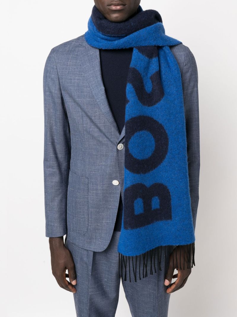 Blue Armin Jacquard Logo Scarf