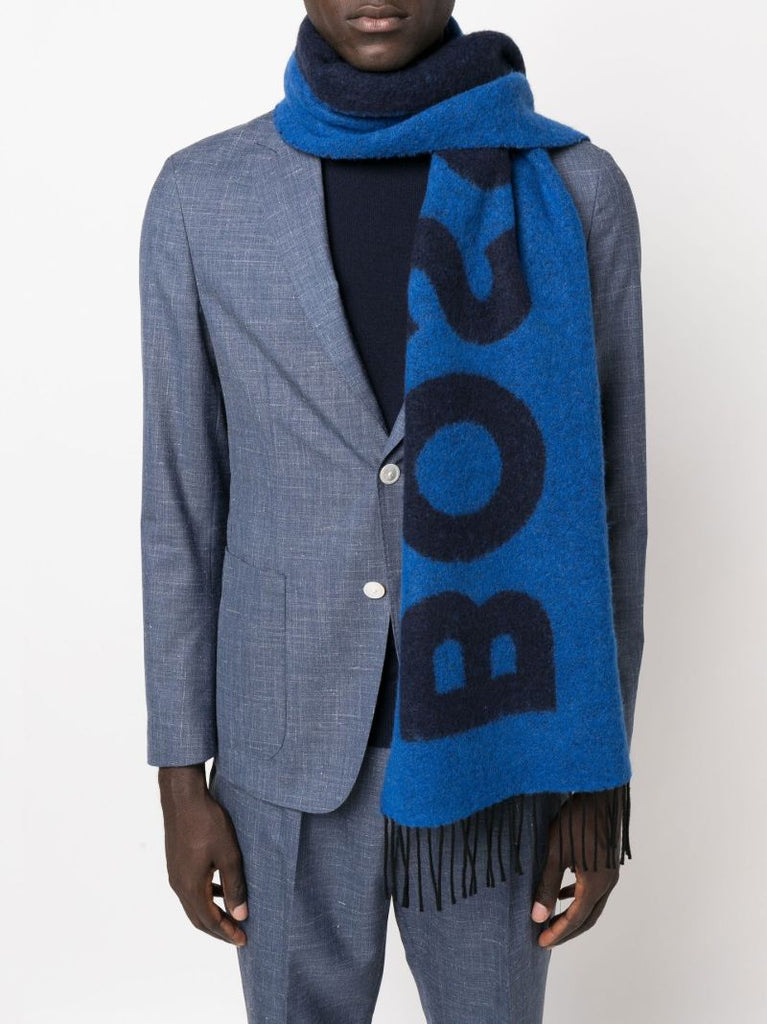 Blue Armin Jacquard Logo Scarf