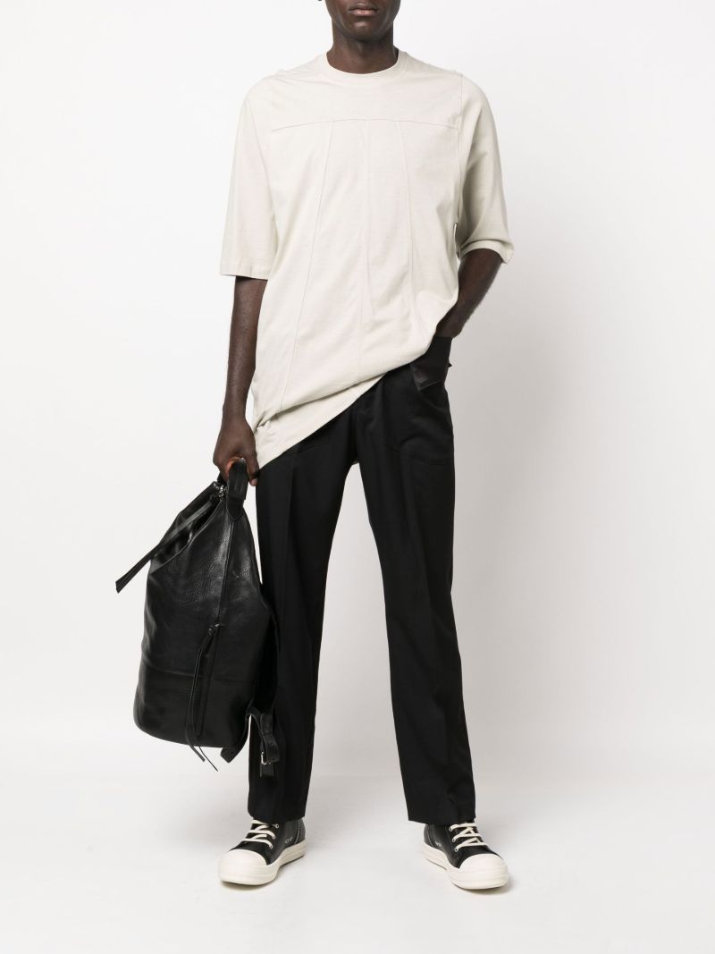Grey Grid Long Cotton T-shirt