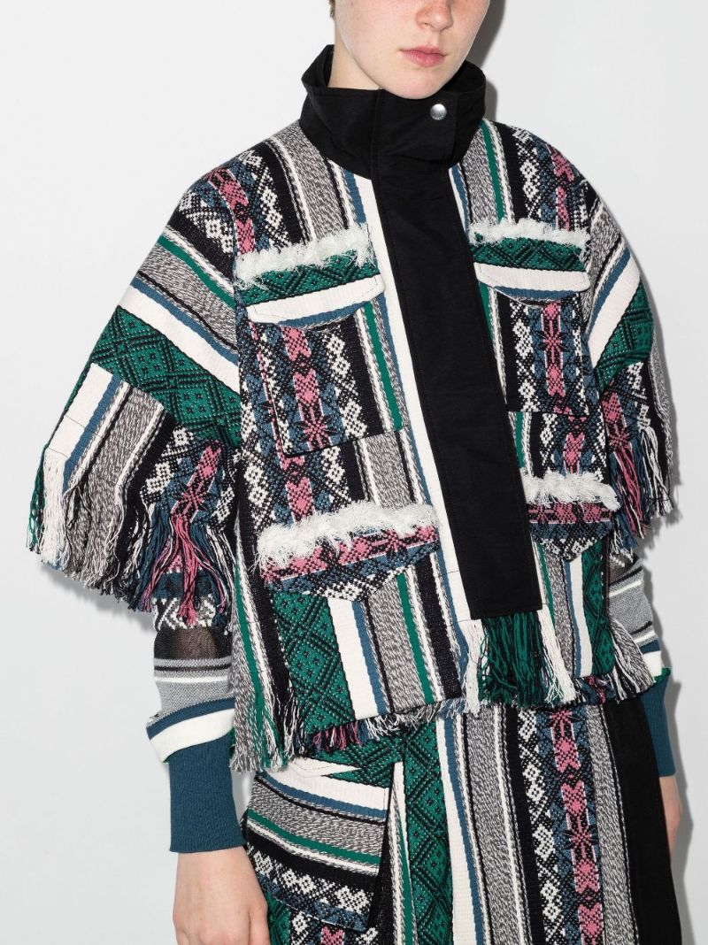 Fringed Cotton Jacquard Jacket