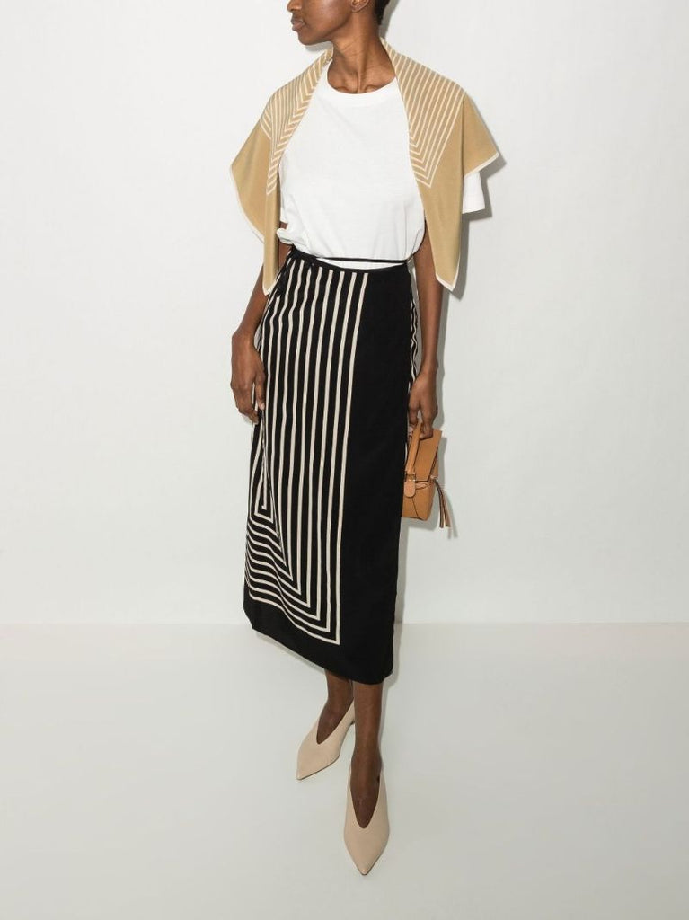 Monogram Jacquard Wrap Silk Midi Skirt