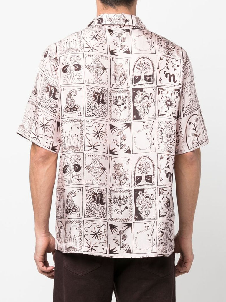 Neutral Bodil Printed Silk Shirt