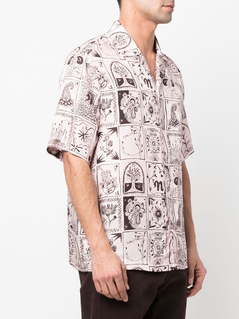 Neutral Bodil Printed Silk Shirt