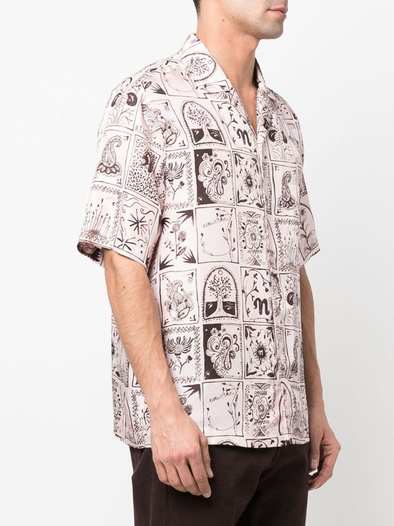 Neutral Bodil Printed Silk Shirt
