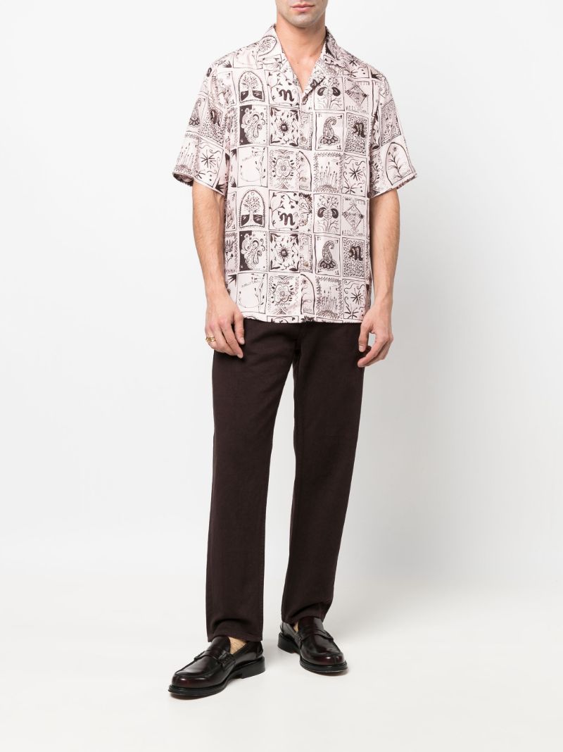 Neutral Bodil Printed Silk Shirt