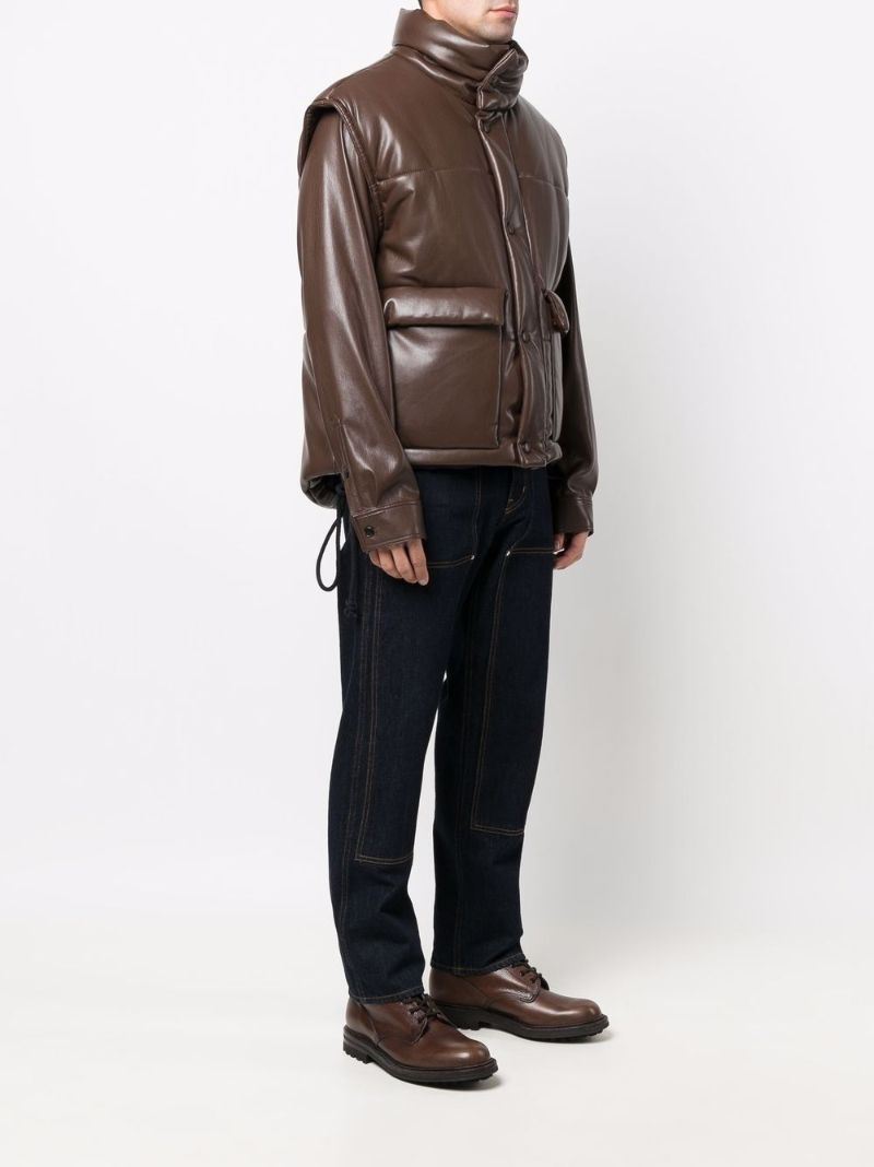 Brown Jovan Faux Leather Puffer Gilet