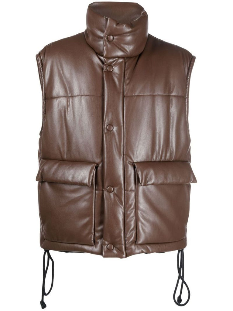 Brown Jovan Faux Leather Puffer Gilet