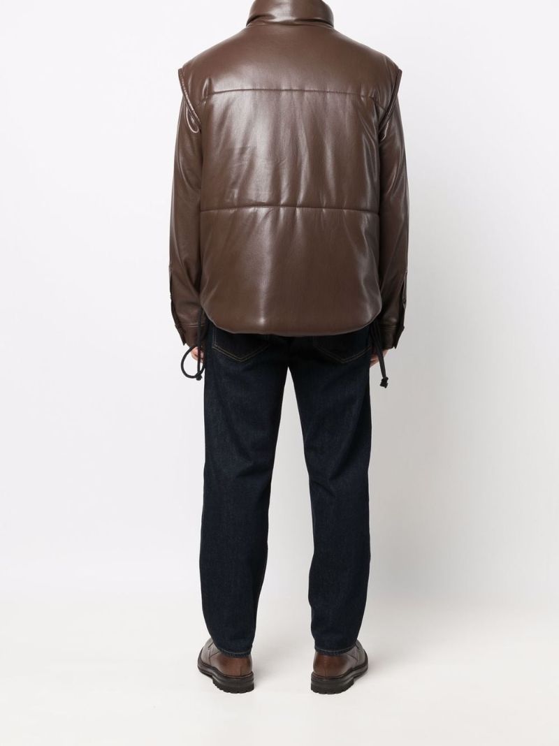 Brown Jovan Faux Leather Puffer Gilet
