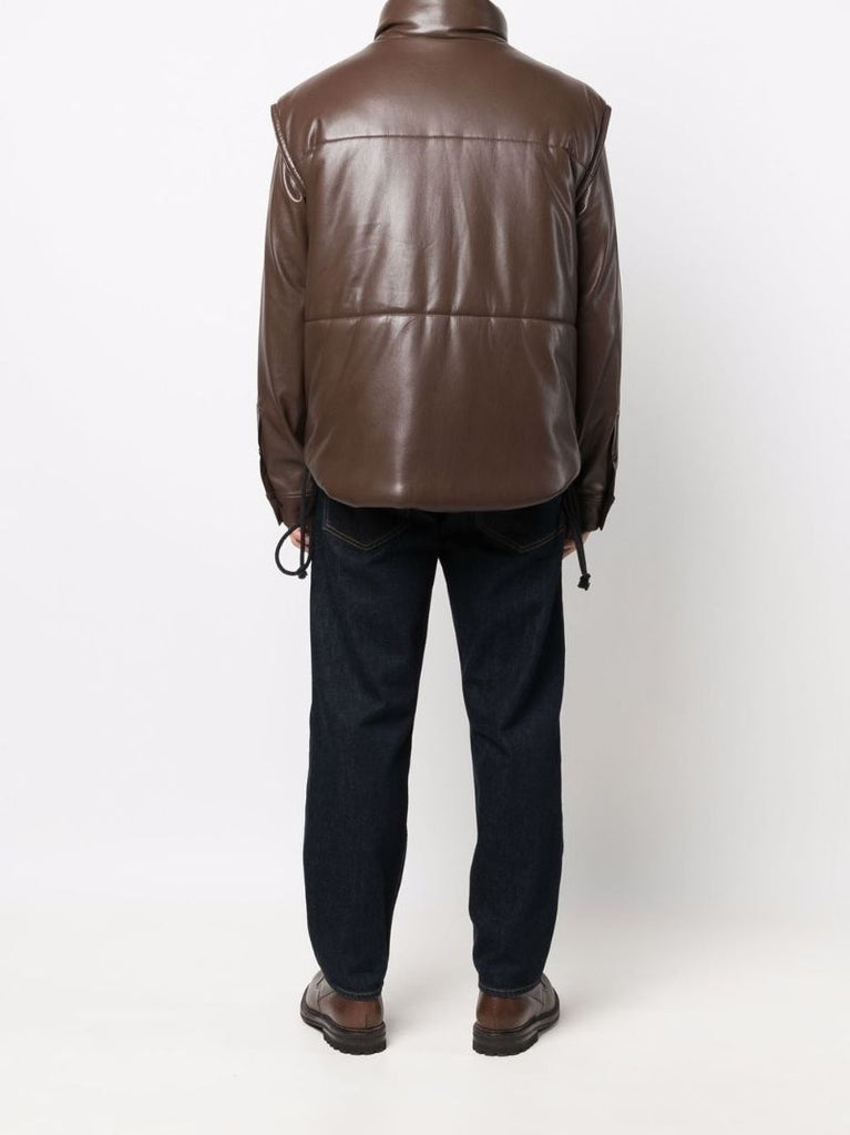 Brown Jovan Faux Leather Puffer Gilet