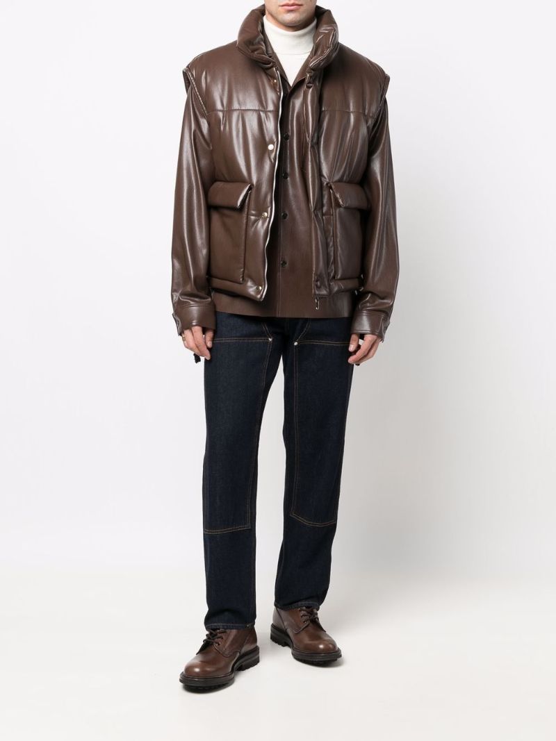 Brown Jovan Faux Leather Puffer Gilet