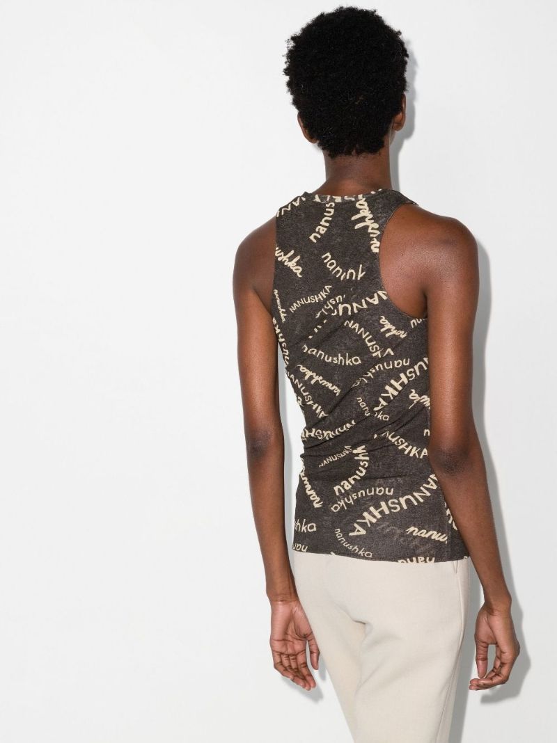 Brown Logo Print Tank Top