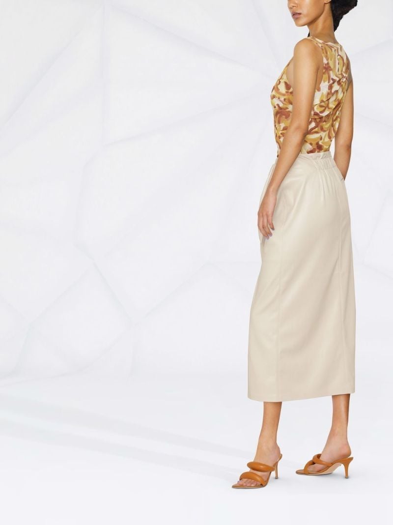 Neutral Vegan Leather Wrap Skirt