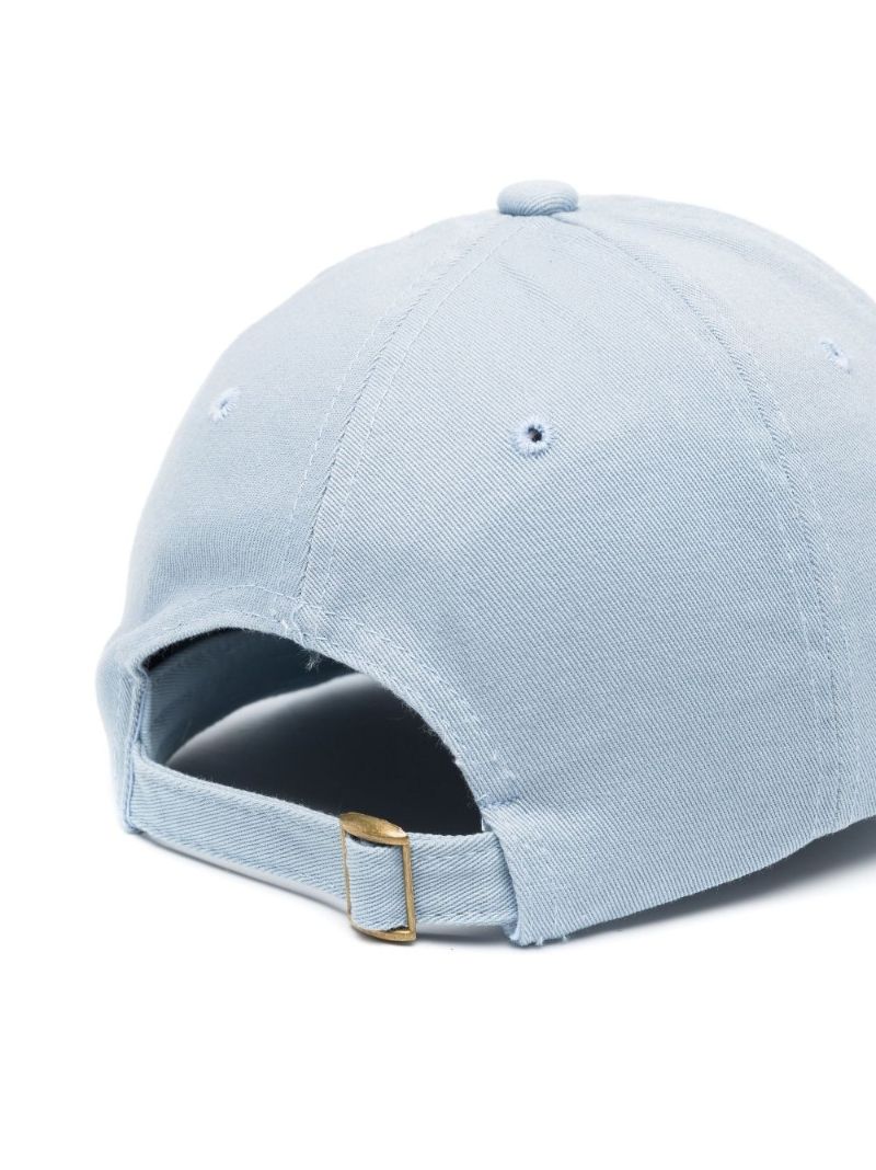 Blue Amoy Monogram Embroidered Cotton Baseball Cap