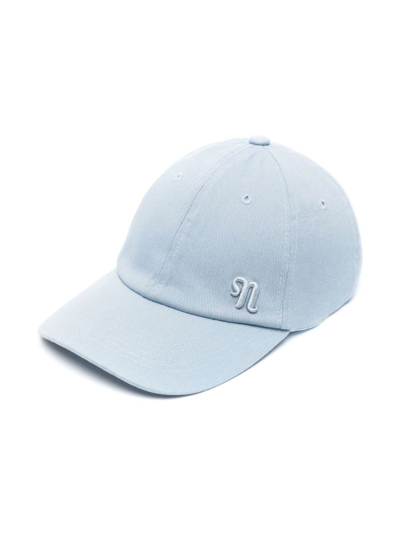 Blue Amoy Monogram Embroidered Cotton Baseball Cap