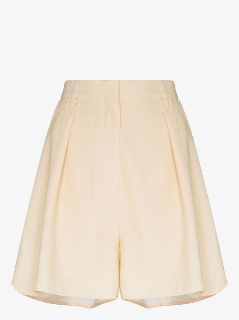 Neutral Rima Pleated Tailored Shorts