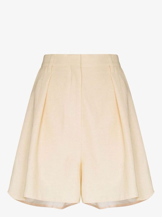 Neutral Rima Pleated Tailored Shorts