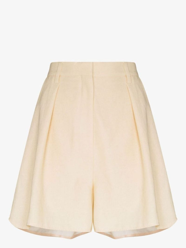 Neutral Rima Pleated Tailored Shorts