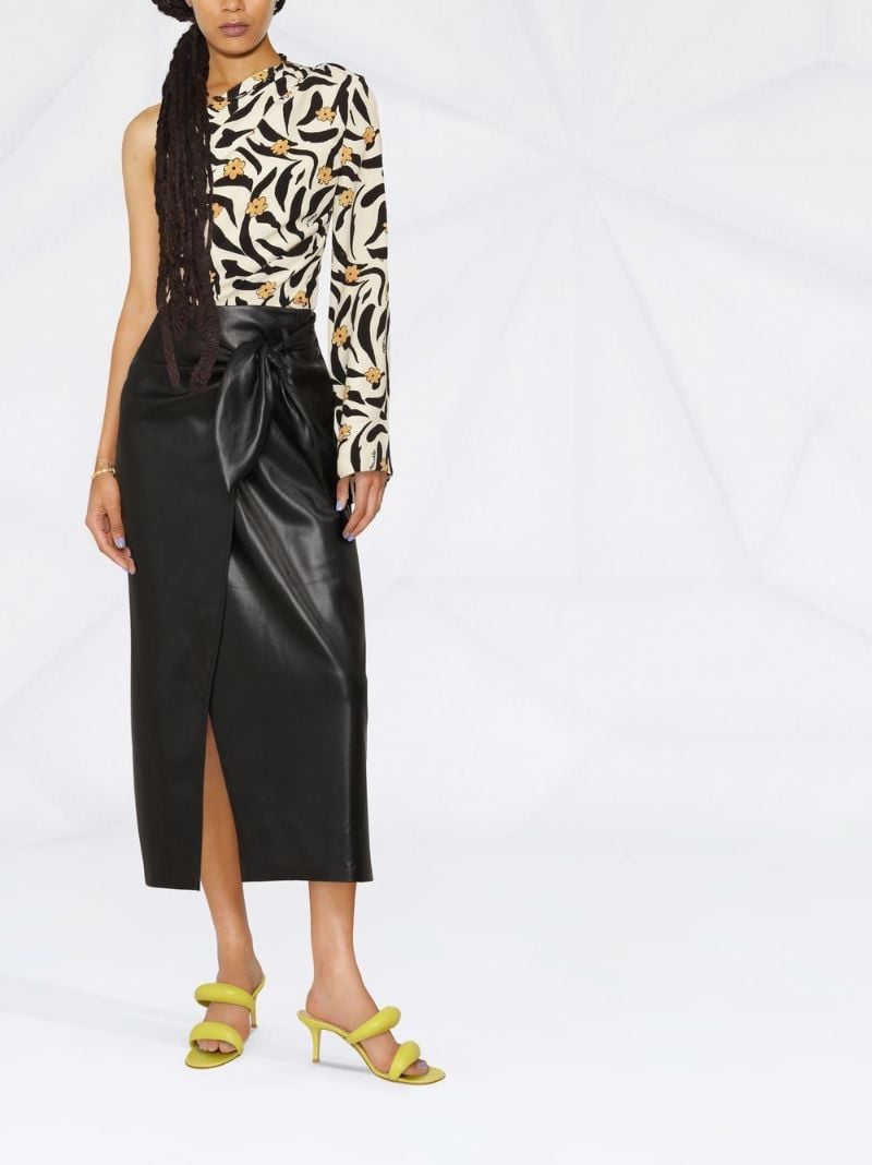 Black Vegan Leather Wrap Maxi Skirt