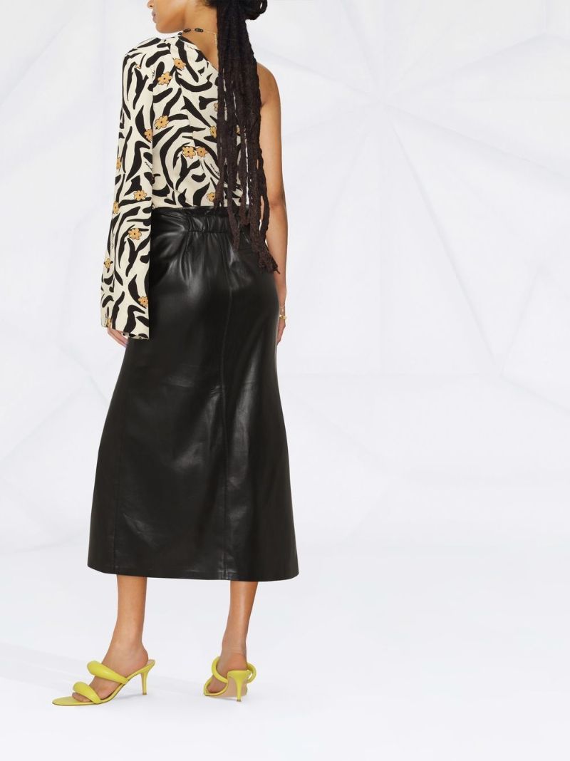Black Vegan Leather Wrap Maxi Skirt