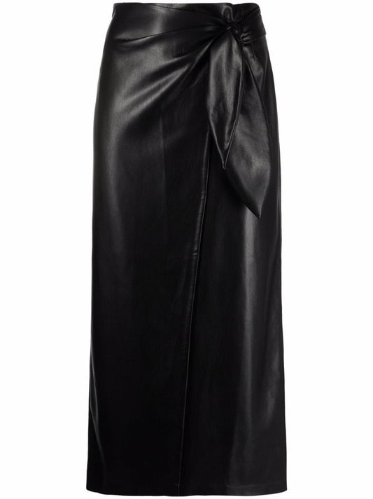 Black Vegan Leather Wrap Maxi Skirt