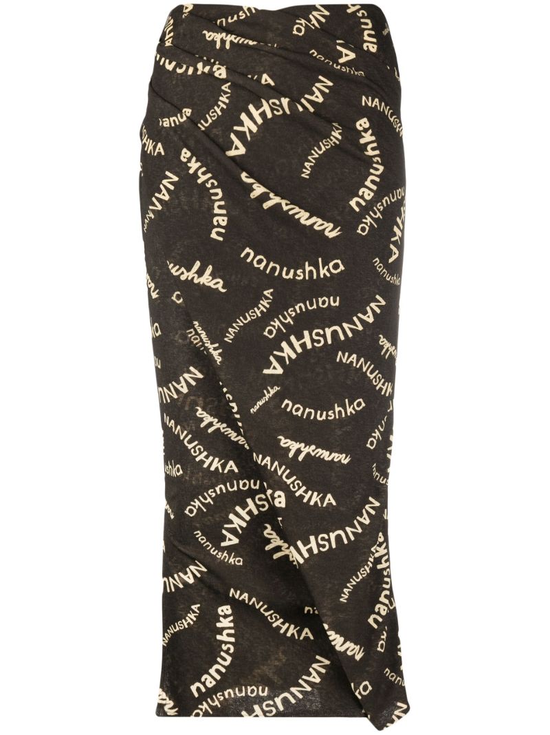 Brown Taina Logo Midi Skirt