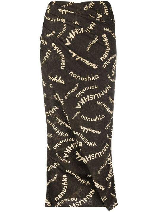 Brown Taina Logo Midi Skirt