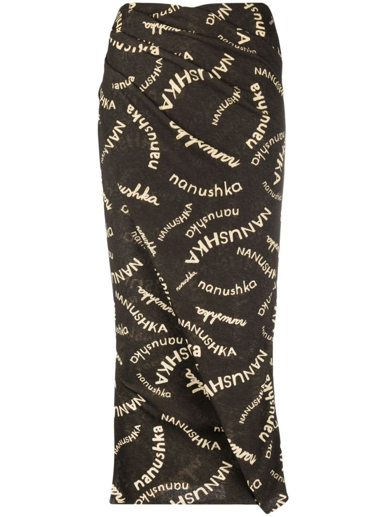 Brown Taina Logo Midi Skirt