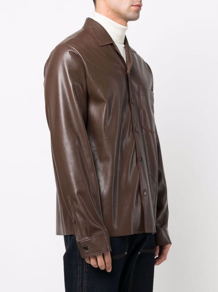 Brown Duco Faux Leather Shirt